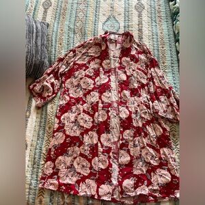 Rose Knox Floral Red Kimono Cardigan